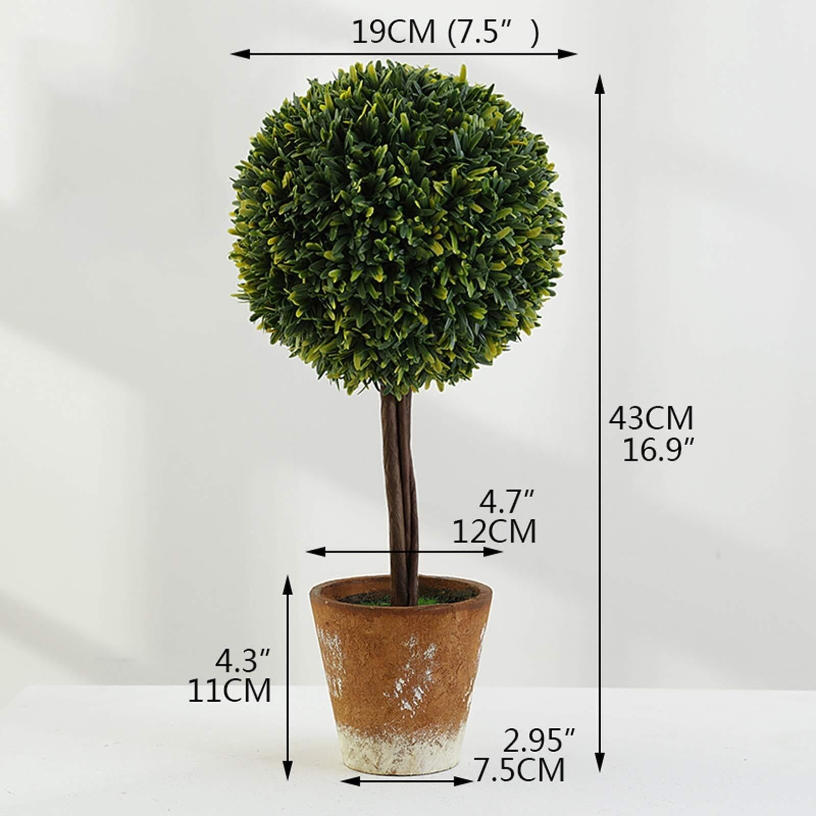 Piante artificiali da interno, mini arbusto topiario a forma di palla, elegante vaso in ceramica: aggiunge un tocco di eleganza classica alla scrivania,(H 43cm)