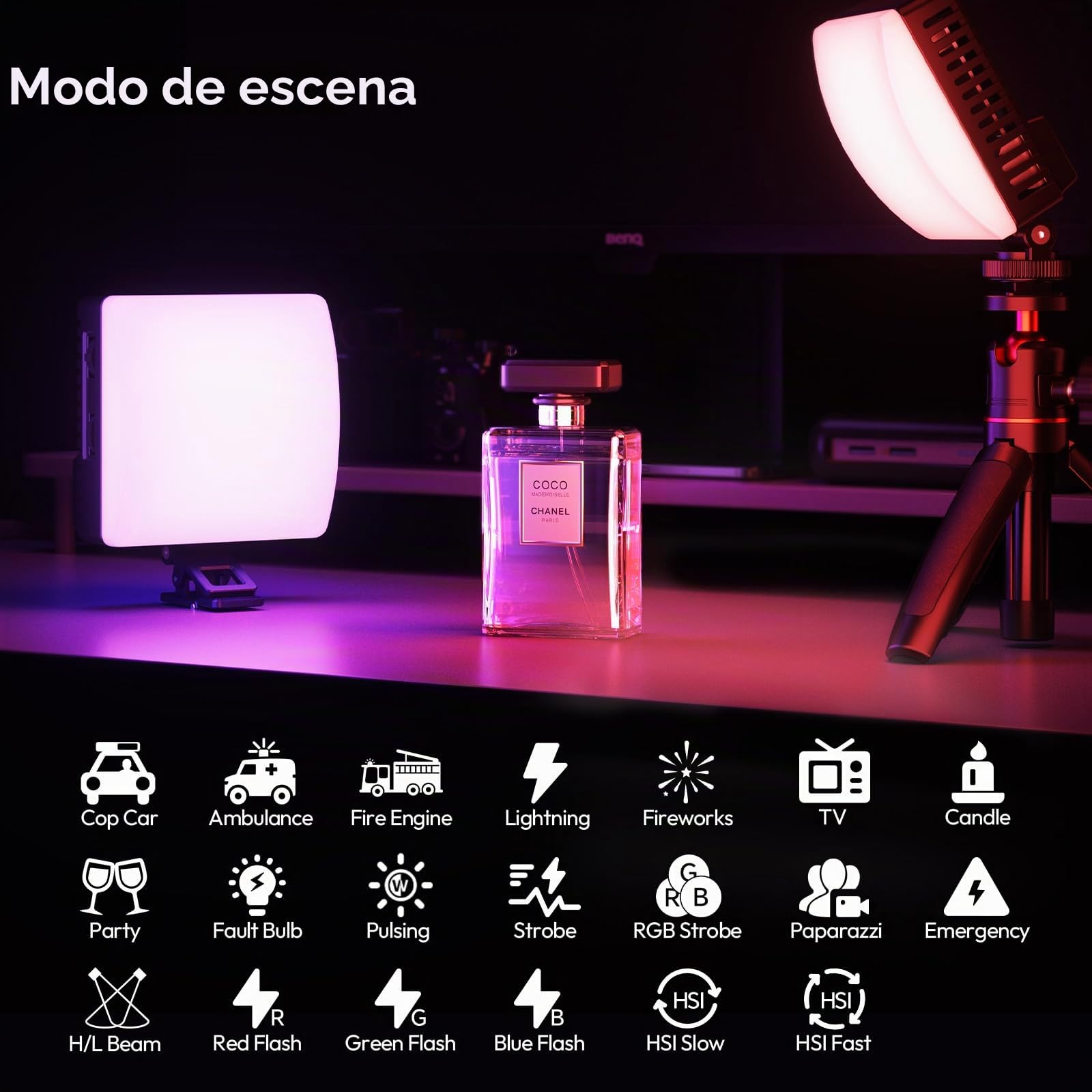 ULANZI C10RGB Luz LED Fotográfica de 10 W, Luz de Vídeo RGB Portátil de 1800K-9000K, Batería Integrada de 3300 mAh con Clip para Teléfono y Soporte de Zapata Fría, Fotografía con Cámara, Youtube