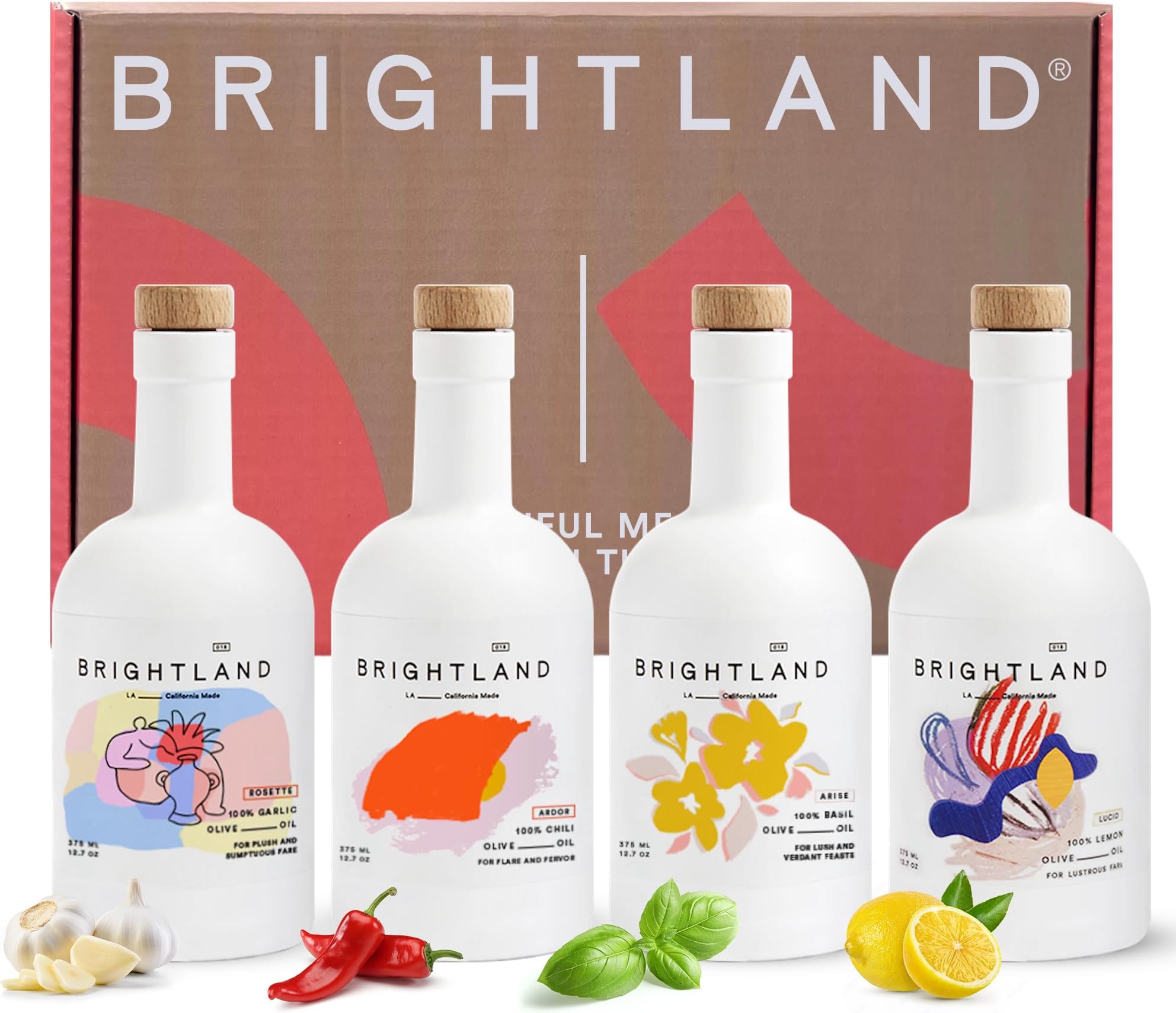 Infused Olive Oils, The Artist Capsule - Cold-Pressed Made with Early-Harvest Frantoio and Arbosana Olives - High Polyphenol & Infused Olive Oil - 12.7 Fl Oz (Pack of 4)