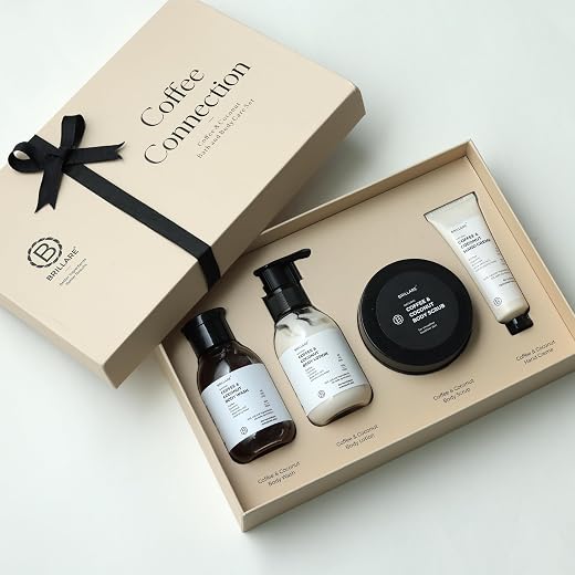 Brillare Coffee Connection Gift Box | Face Wash, Body Wash, Face Scrub, Body Scrub | Perfect Gift For Special Occasions (P...