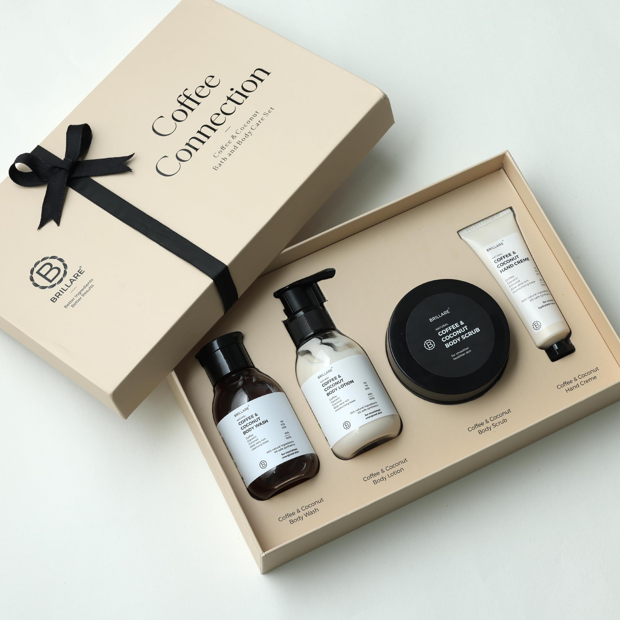 Brillare Coffee Connection Gift Box | Face Wash, Body Wash, Face Scrub, Body Scrub | Perfect Gift For Special Occasions (Pack of 4)