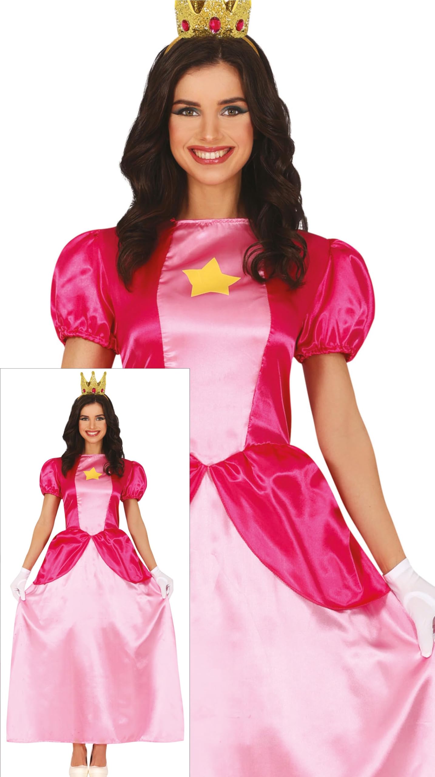 FIESTAS GUIRCA Disfraz de Princesa Estrella Mujer - Vestido de Princesa Rosa - Disfraces de Reina de Cuento de Hadas para Mujer Talla S
