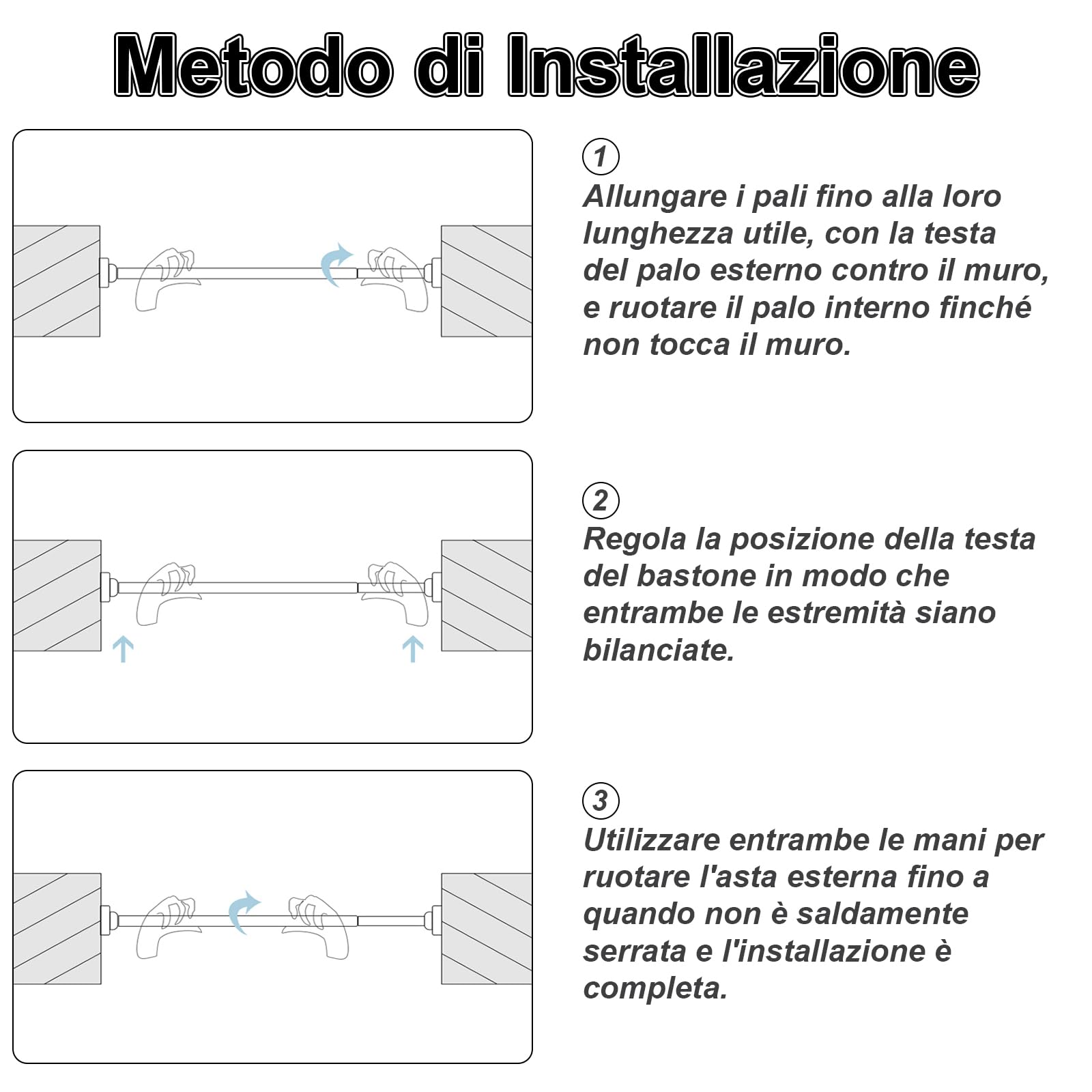Bastone Per Tenda Doccia Estensibile 70-130cm - Ø25mm, Fissaggio A Pressione Senza Viti - Foto 5