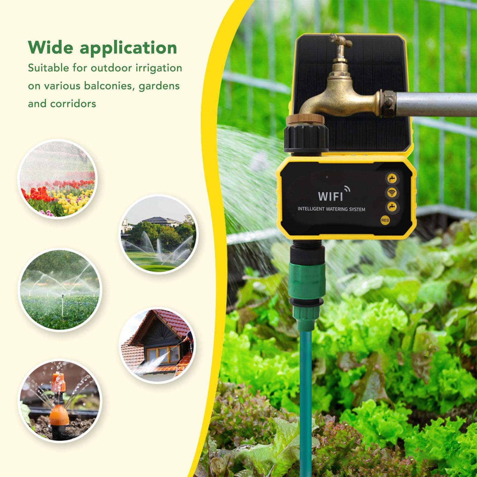 Cocoarm Programmatore per Irrigazione WiFi, Controller Intelligente per Irrigazione Ad Energia Solare con Sensore Pioggia, di Automatico da Giardino per Balconi e Cortili