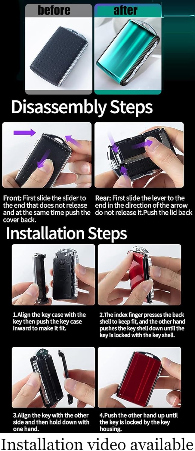 ontto Key Fob Cover Dazzling Car Key Holder Fit for Volvo XC90 XC60 XC40 S60 S90 V60 V90 Polestar 1 Polestar 2 Smart Remote Resin Key Case Key Shell Purple