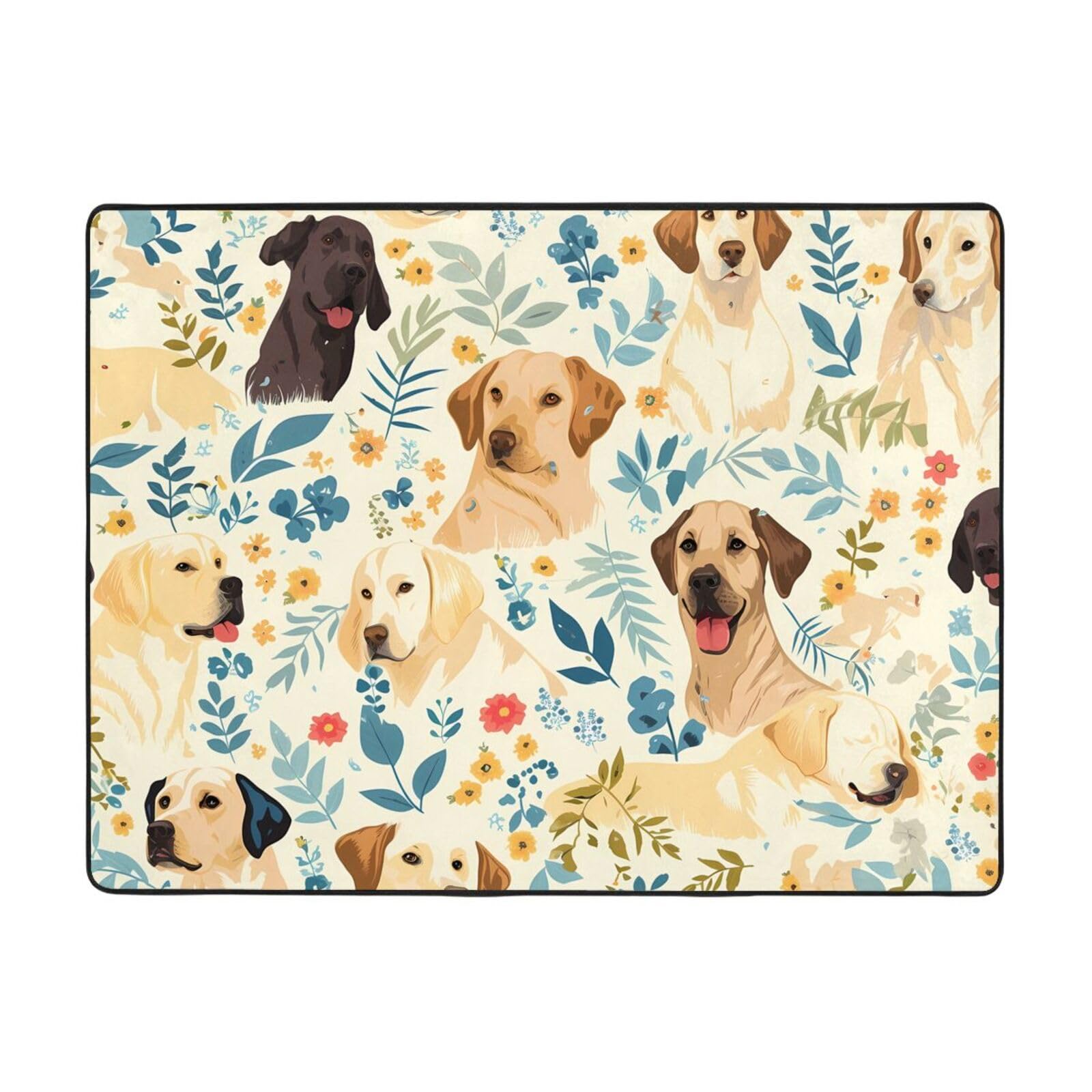 Tapis labrador retriever 160x122 anti-usure, velours fin doux facile à nettoyer