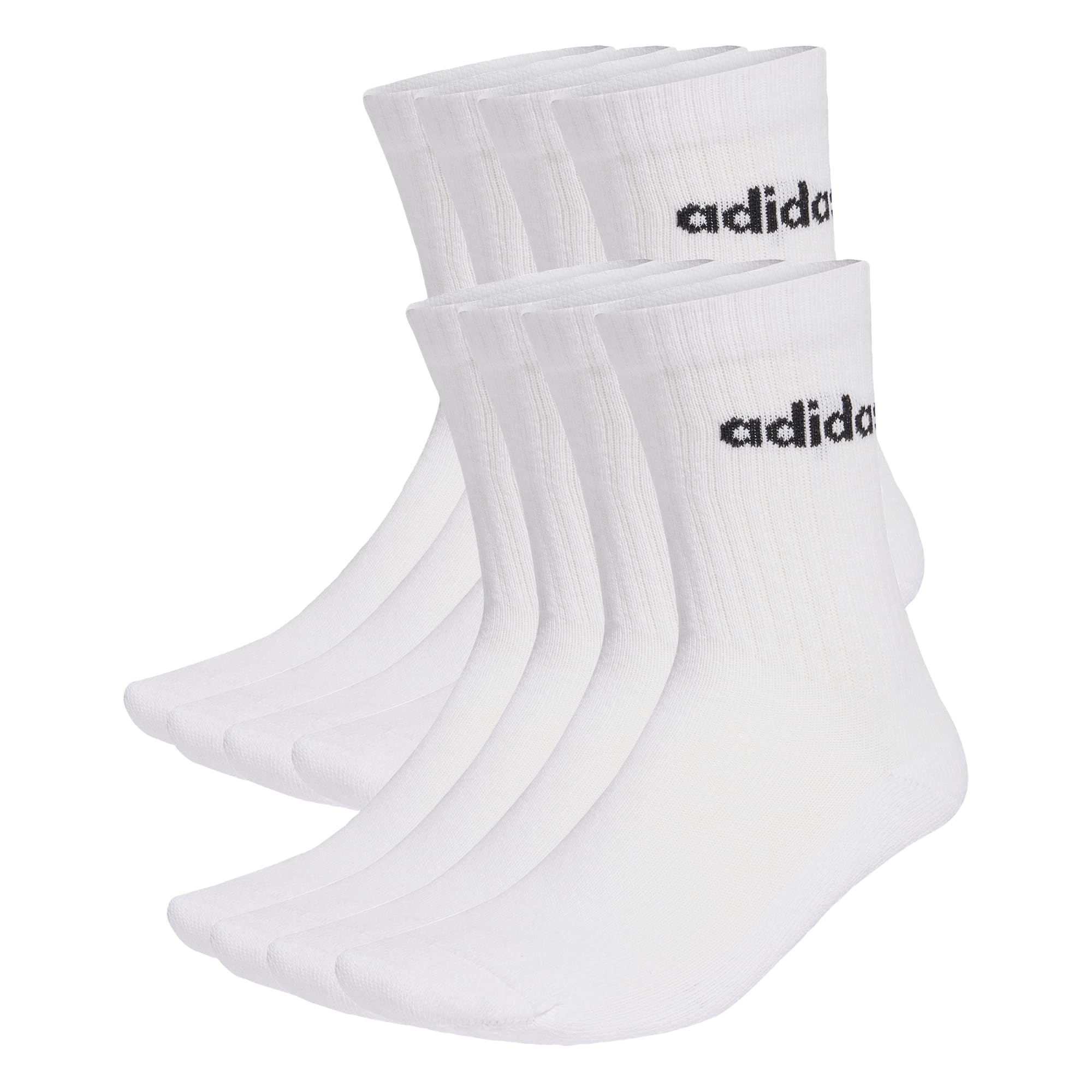 adidas Unisex LINEAR CUSHIONED CREW SOCK 1O PAIR PACK, white/black, 4.5-6
