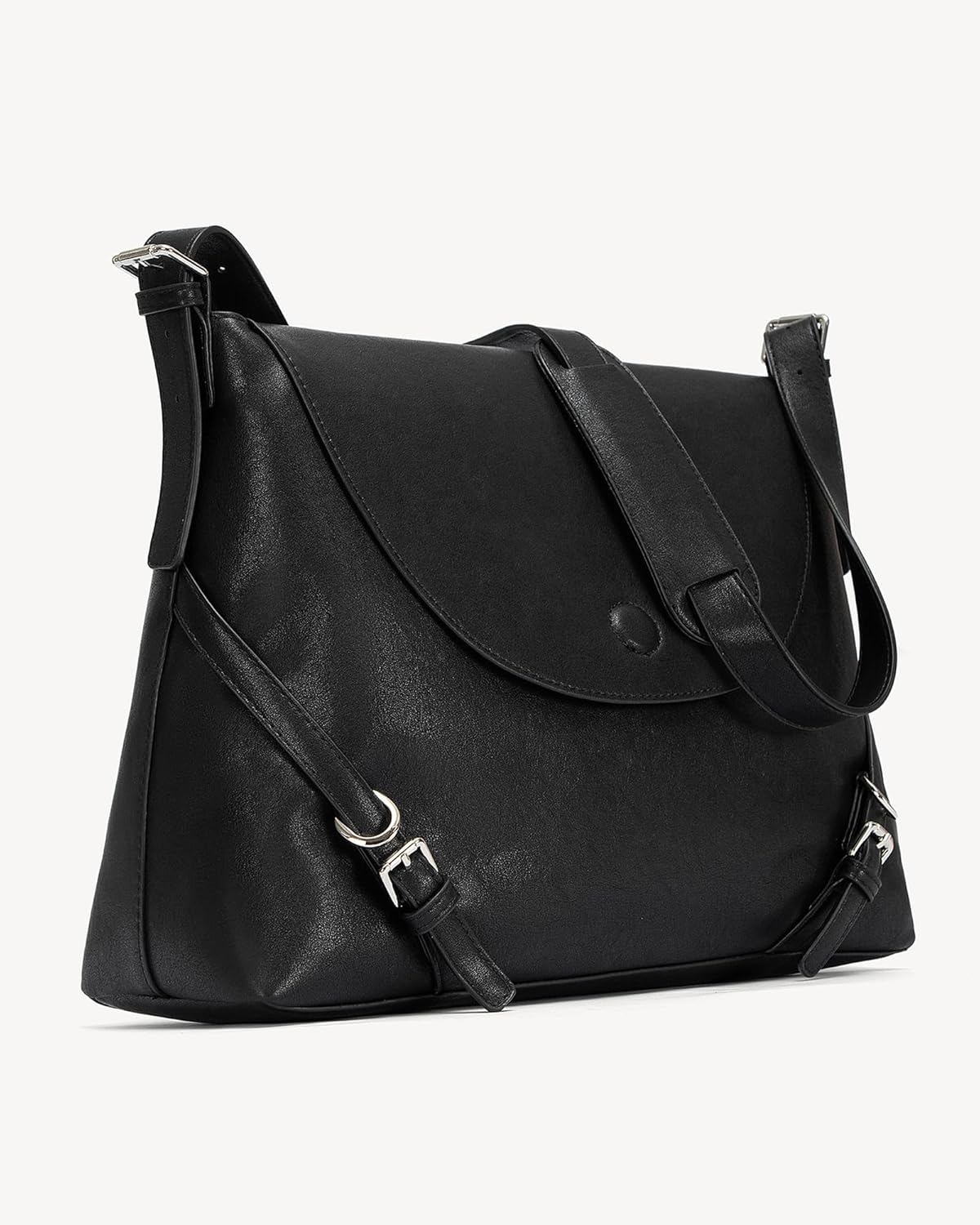 NEWBELLA Women's Premium Vegan Leather Envelope Shoulder Bag, Oversized Minimalist Commuter Purse Organizer Fits Laptop
