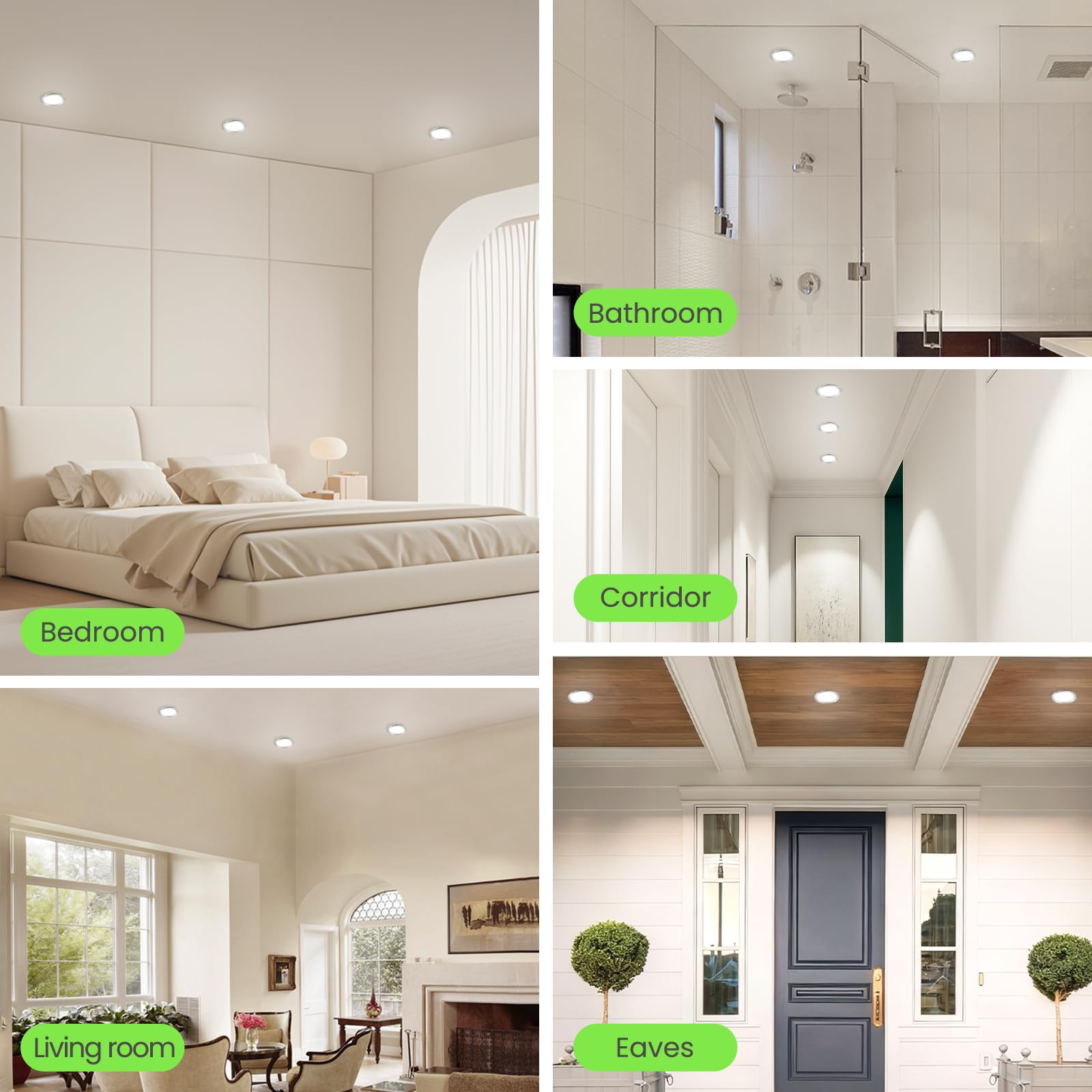 ALUSSO LIGHTING 4W/6W/8W Ściemniany Punkt LED, 230V, 3CCT 3000K/4000K/6500K, Możliwość Zmiany, Reflektor LED Extra Piatto 29 mm, łazienkowy IP44, Nikiel Satynowy, Zestaw 10 Sztuk