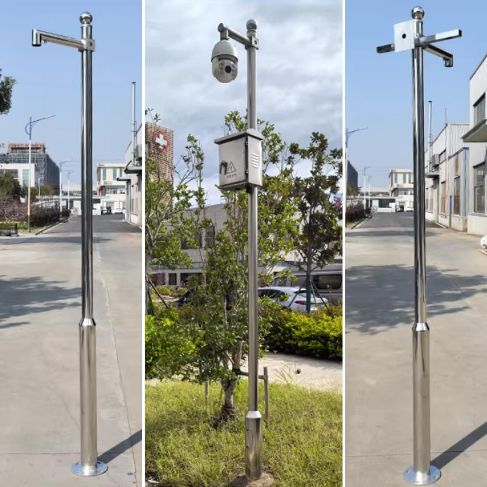 Support de fixation pour caméra de sécurité pour surveillance extérieure, support vertical résistant aux intempéries pour caméras dôme et lampes solaires