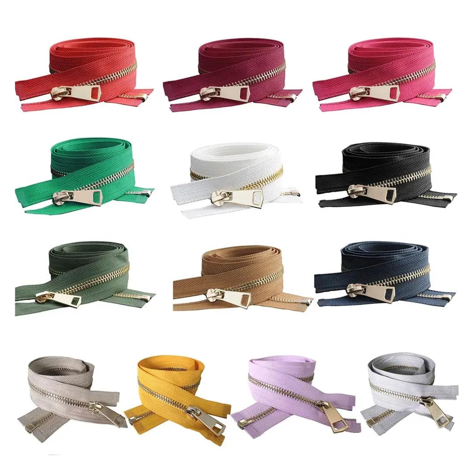 Cerniera Lampo 30/40/50/60/70/80cm 5# Mix-Color Open-End Blocco Automatico Cerniera in Metallo Dorato Fai da Te Artigianato Abbigliamento Abbigliamento Tasca Scarpe (Color : Mix Color 13pcs, Size :