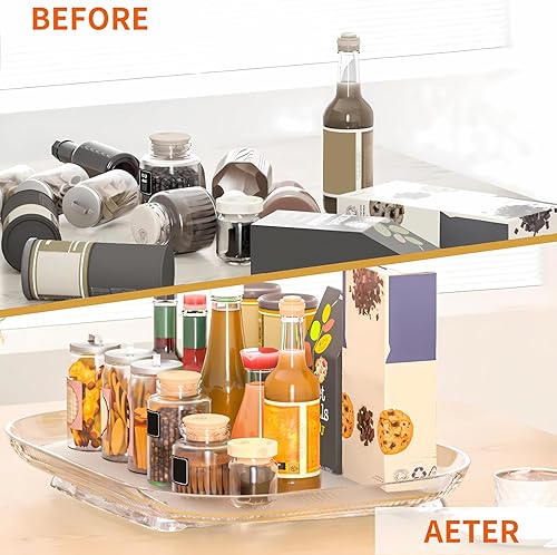 Miniatura 5 de Fungrins Lazy Susan, Lazy Susan para refrigerador, refrigerador Lazy Susan, organizadores y almacenamiento de refrigerador, organizadores de cocina