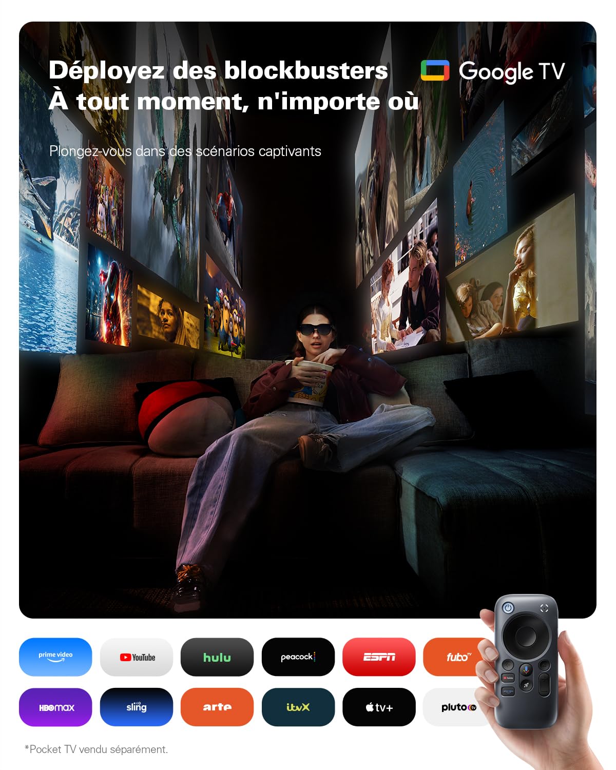 RayNeo Air 3s Lunettes AR/XR, Écran HueView 201" 120Hz FHD, Lunettes Connectée AR Portables pour iPhone 16/15, Android, Mac, Switch, PS5, Steam Deck – Théâtre Portable