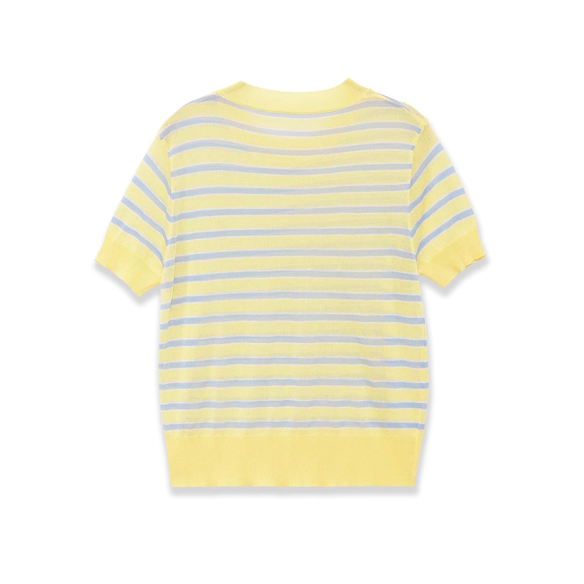 MORISTE Maglia a Righe Donna, Blusa Aderente Maniche Corte Collo Alto per Estate