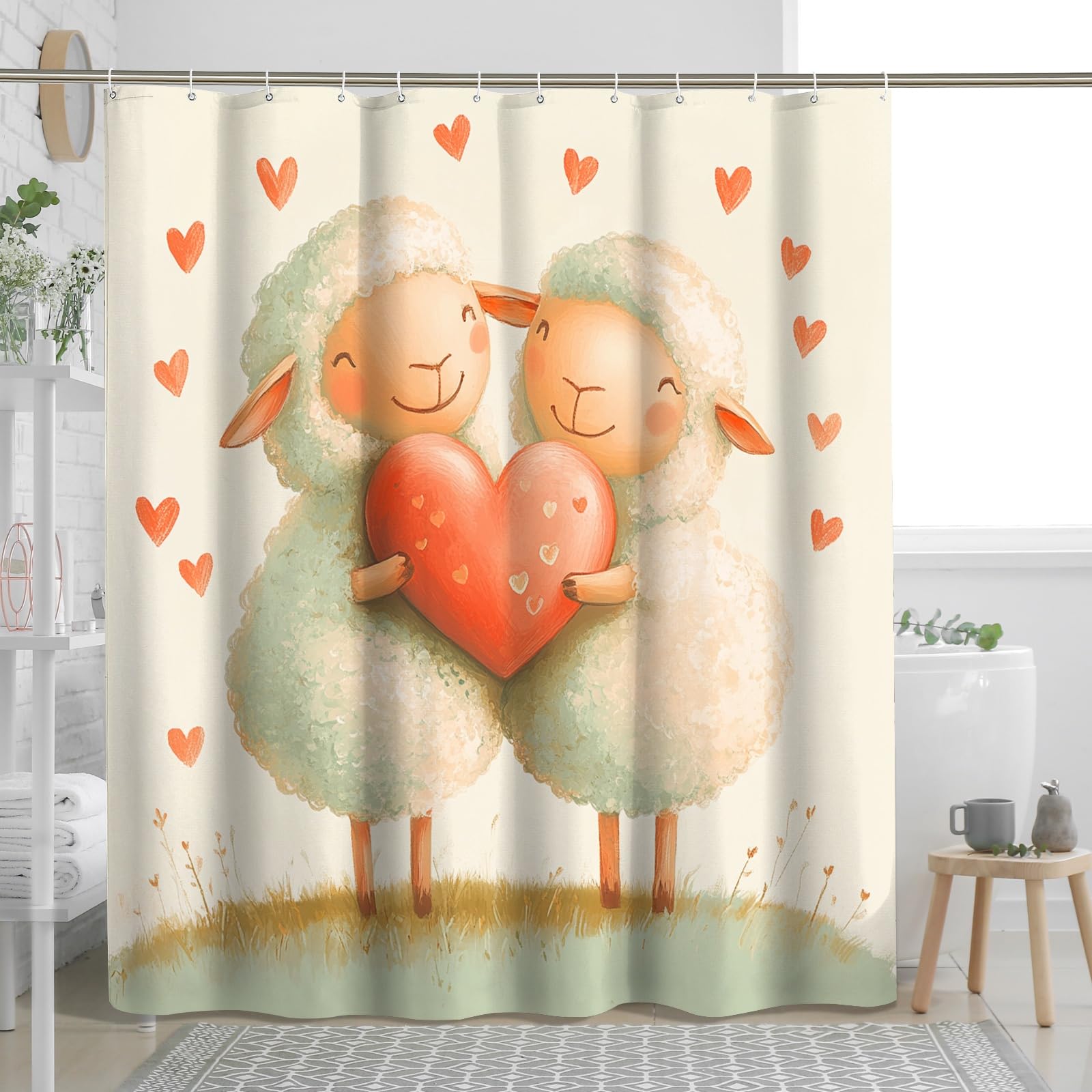 Rideau de douche mouton en polyester lavable pour rénover une salle de bain humide facilement
