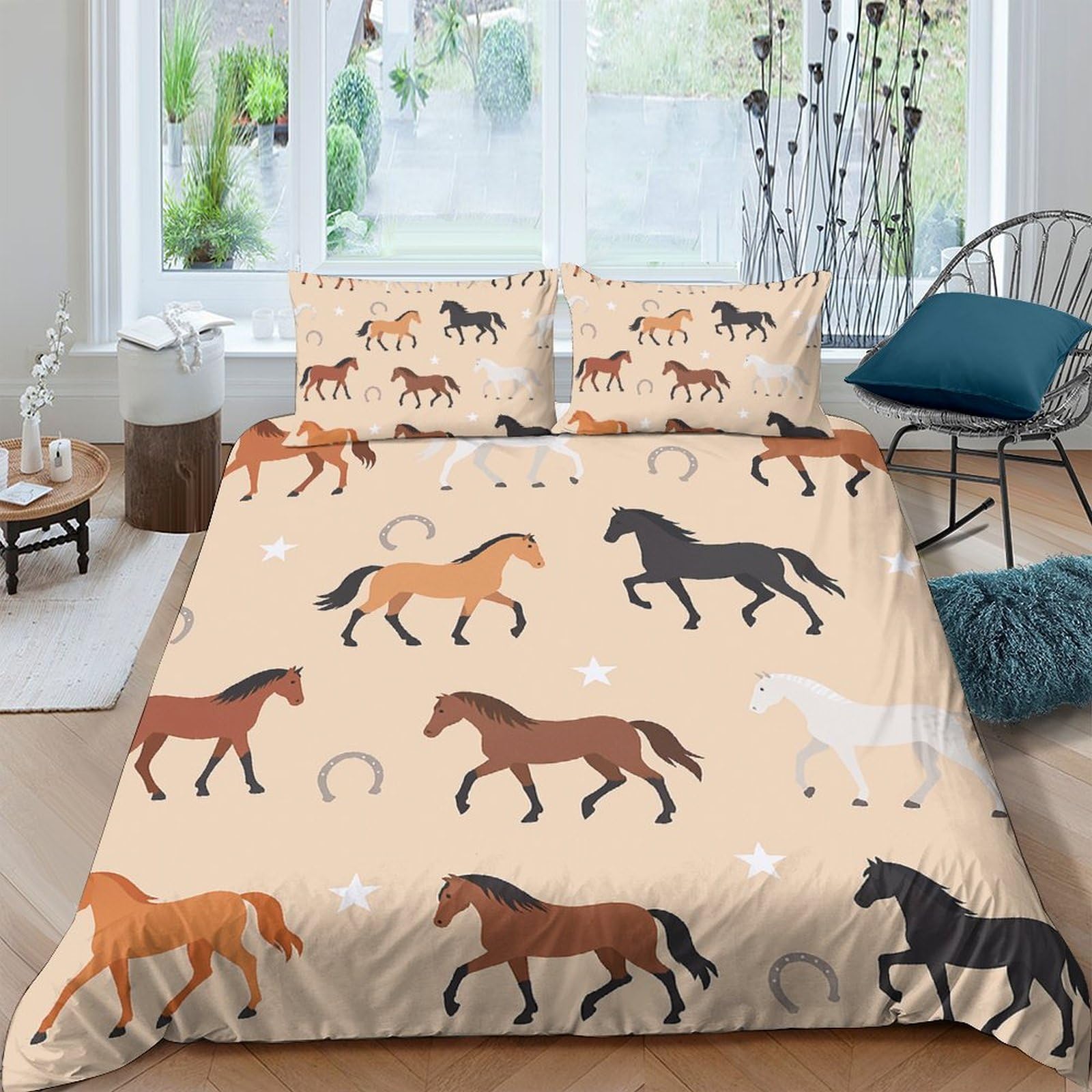 Ctjqhvkz Style-6 3D Printed Brown Horse Pattern Fitted Sheet Microfiber Soft Bed Cover For Bedroom Guest Room Dorm Mattress Protection Single（135X200cm）