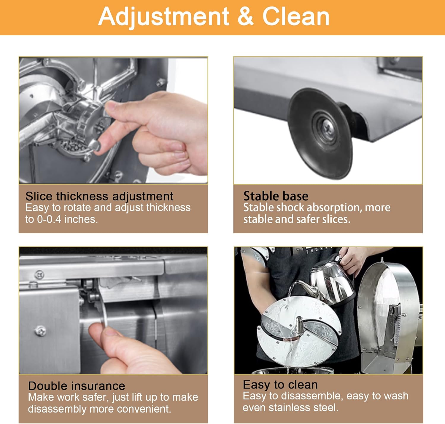 Huanyu Commercial Electric Vegetable Slicing and Shredding Machine 110V Vegetable Cutter Adjustable Thickness Slicer Machine for Radish/Chips/Potato shreds Additional Blade