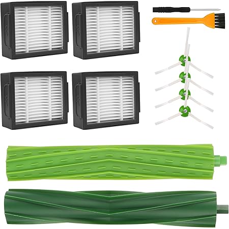 Kit Ricambi Per IRobot Roomba Serie E & I | 1 Coppia Spazzole Principali, 4 Filtri, 6 Spazzole Laterali | Compatibile Con E5, I7, I3, J7 E Altri - Foto 2