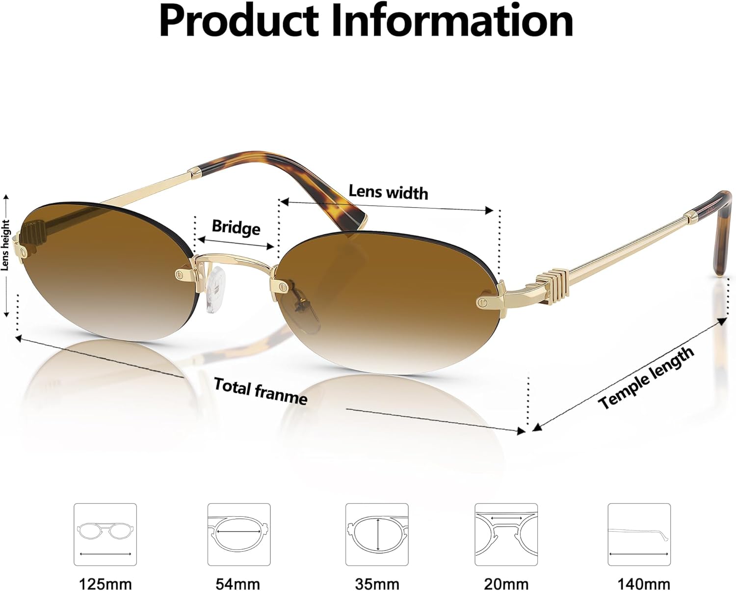 TYA Retro Small Oval Sunglasses for Women Men, 2026 Trendy Rimless Sun Glasses Fashion Narrow Shades Y2K Designer Sunnies - Image 4