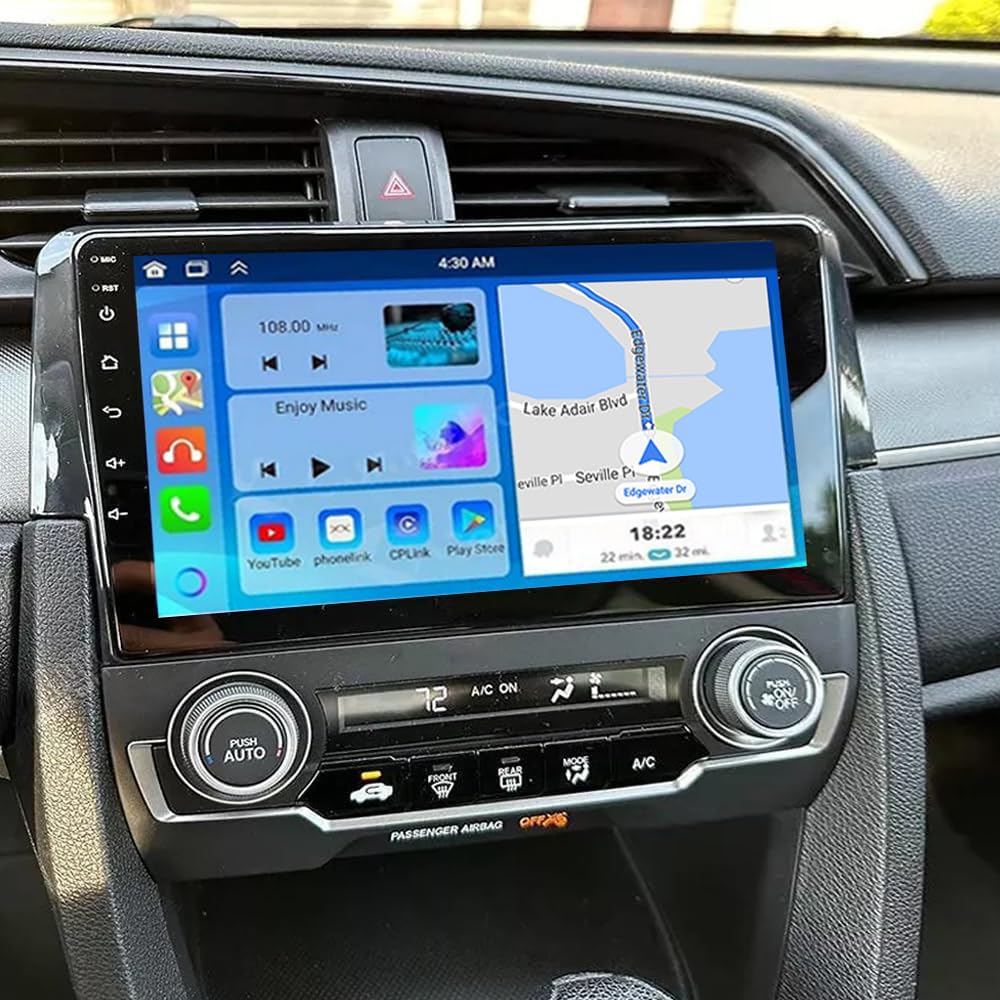 Inefala Android 13 Car Stereo With CarPlay For Honda Civic 2016-2021 - 9" Touch Screen, 2+64GB, Wireless Android Auto, AHD Backup Camera, GPS, WiFi