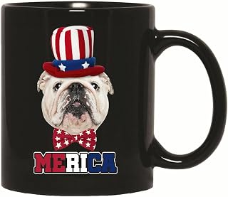 Gift for Dog Lovers USA Flag Design Show Your Patriotism 11oz 15oz Black Coffee Mug
