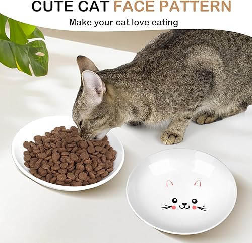 Miniatura 4 de TRUVIC Paquete de 4 cuencos de cerámica para gatos, platos de cerámica de 5.9 pulgadas para gatos de interior y perros pequeños, cuencos antifatiga