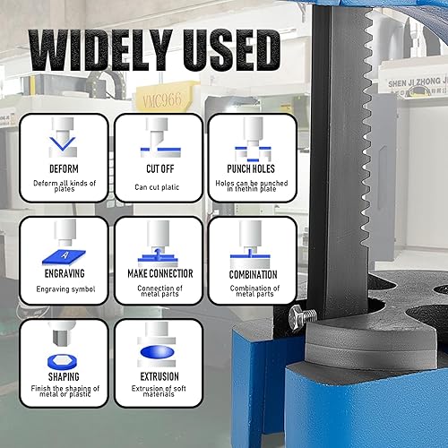 Vista 4 de Prensa de eje de 2 toneladas, con 3 derivas, 17.32 pulgadas de alto x 15.35 pulgadas de largo, prensa manual para perforar/tallar (2T azul)