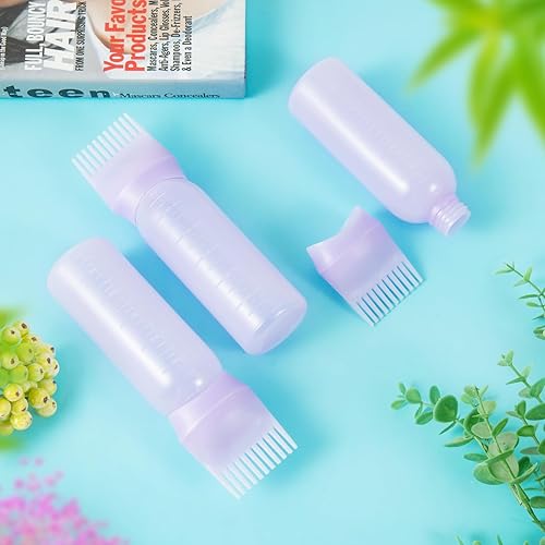 Miniatura 5 de 4 botellas aplicadoras de peine de raíz, botellas de tinte para el cabello de 6 onzas con peine y cepillo de aceite de plástico para el cabello a