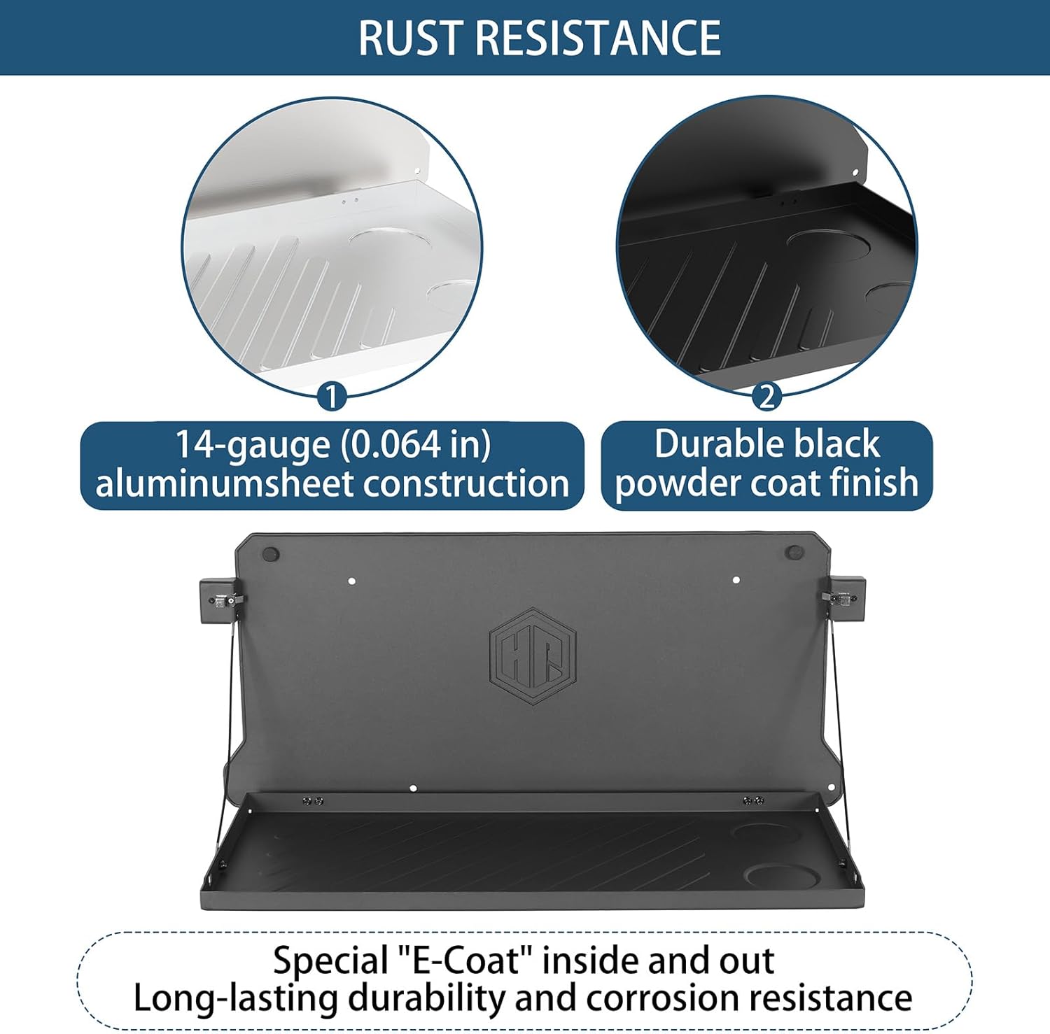 Hooke Road Tailgate Foldable Table Cargo Shelf for 2018-2026 Jeep Wrangler JL JLU Unlimited 2/4 Doors, Rear Door Storage Rack, Sturdy Camping Prep Table, Overlanding Trail Gear Platform