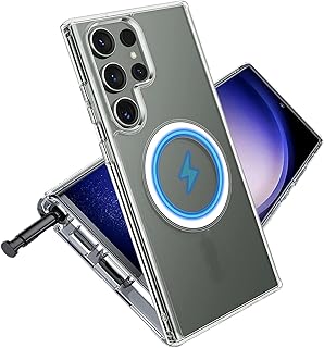 جراب حماية مغناطيسي مدمج قوي من جوفيير متوافق مع ماج سيف، ممتص للصدمات من البولي يوريثين الحراري مضاد للاصفرار وظهر من البولي كربونات، جراب عسكري للحماية من السقوط لسامسونج جالاكسي S25 الترا (شفاف)