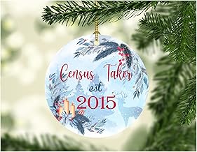 Gift for Census Taker Est 2015 Christmas Ornaments with Job Name New Census Taker Ornament Tree Xmas Home Decor Decoration Party Holiday Rustic Gift for Family Best Friend Keepsake 3" Flat Circle