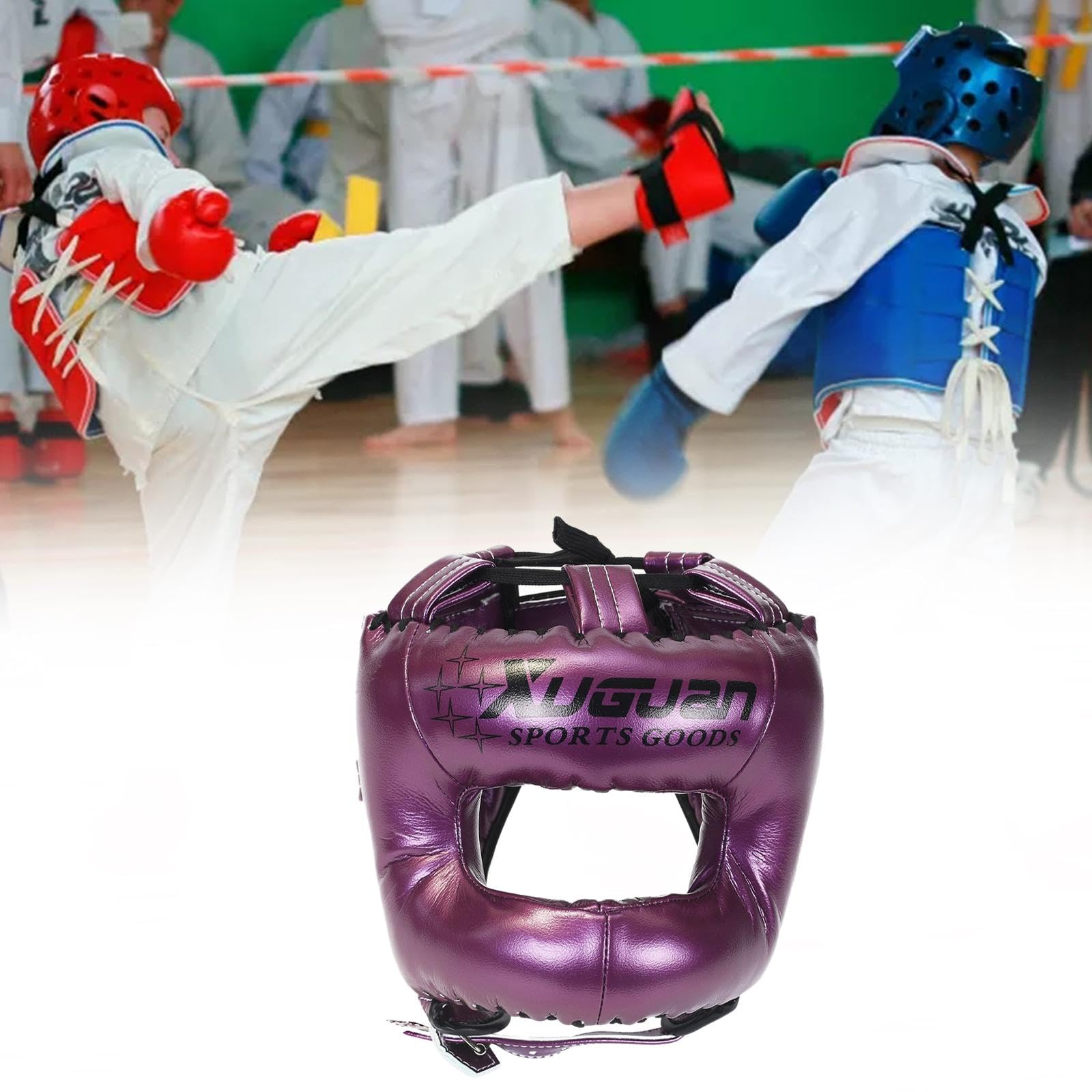 Casco de Boxeo Ajustable Acolchado Transpirable Protección para Karate Sparring