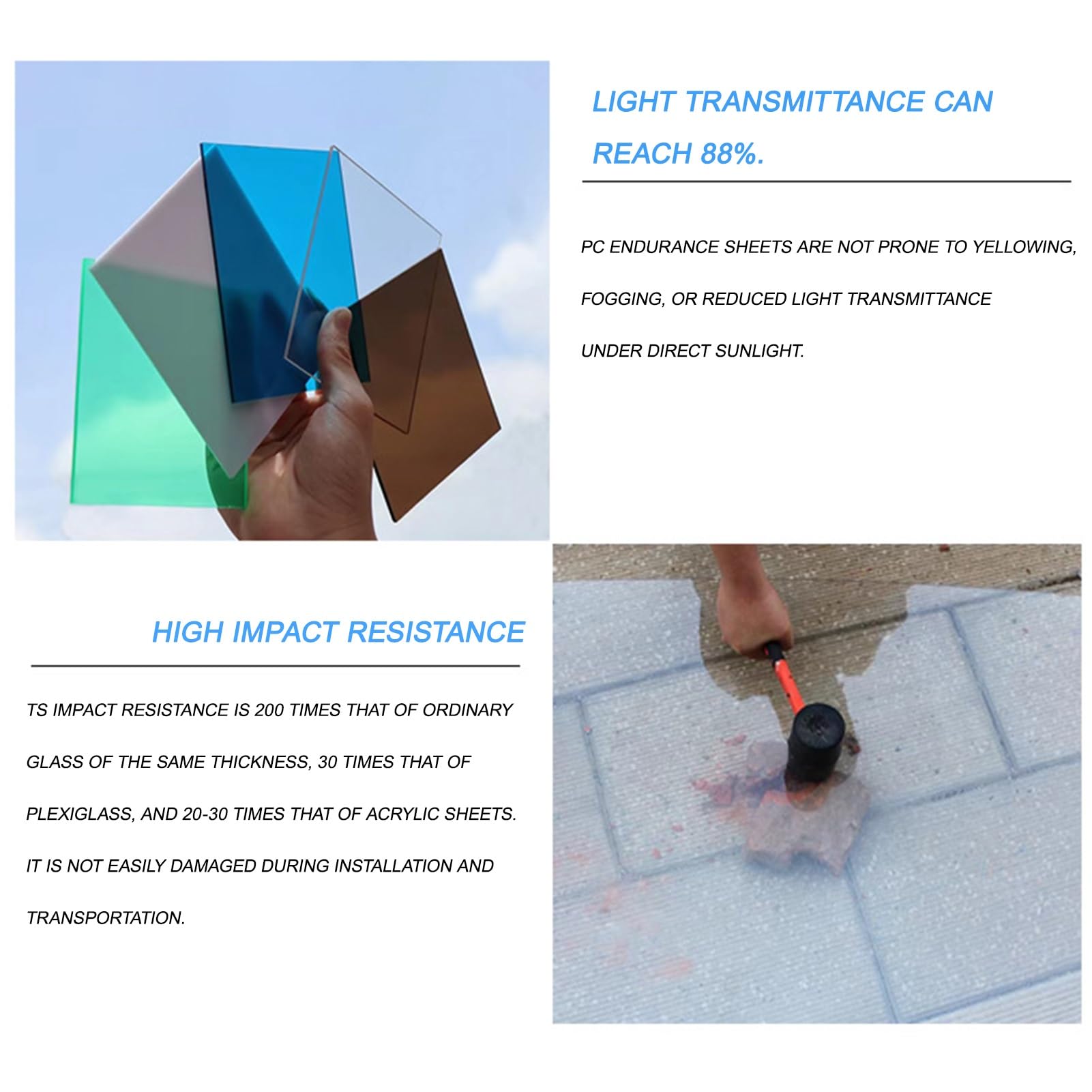 Transparente Polycarbonat-Dachplatten, Acrylglas Platten, PC Endurance Board, für Outdoor,Dach Überdachung, Einfach Zu Biegen Und Zu Schneiden 2mm(1.22x1m(4x3.3ft))