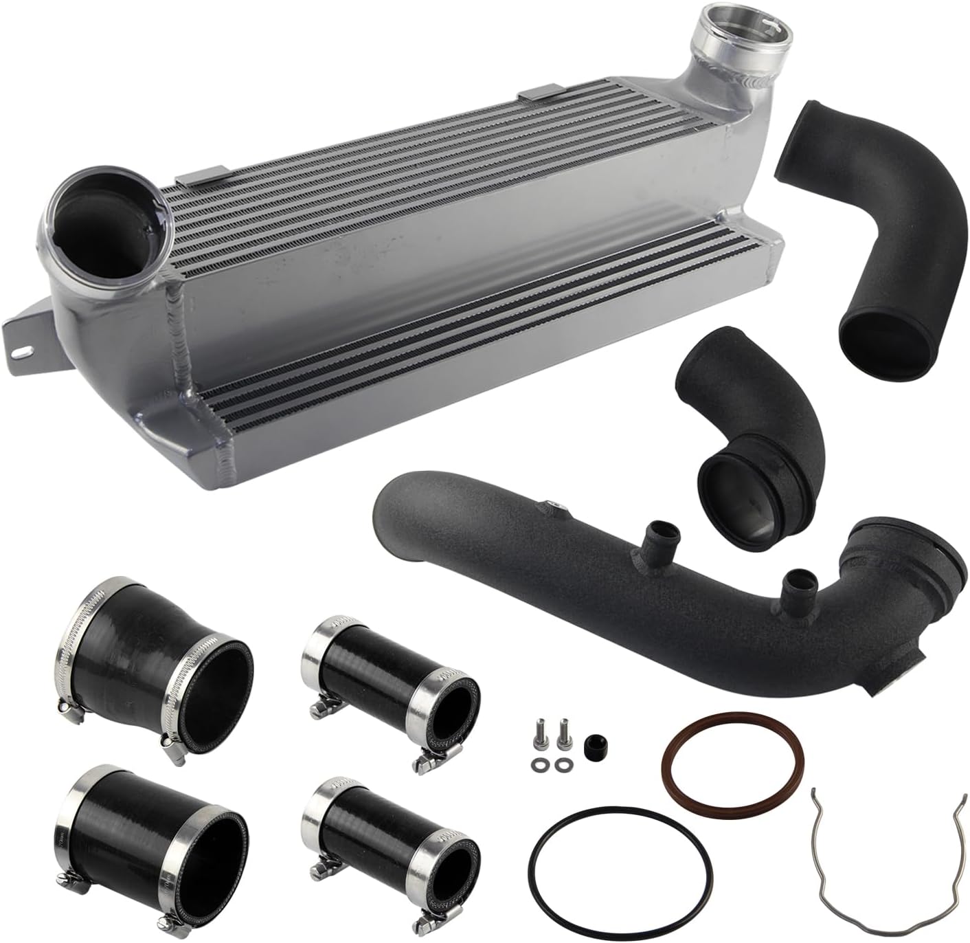 Aluminum Super Charge Pipe Kit & intercooler For N54 E8X E9X E82 E88 E90 E91 135i 335i 1M. (Black)