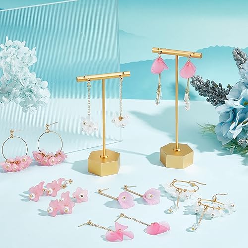 Miniatura 88 de SUNNYCLUE 1 caja de 10 pares de dijes acrílicos de flores florales 3D, kit de fabricación de aretes de lirio de cala para hacer joyas, iniciadores