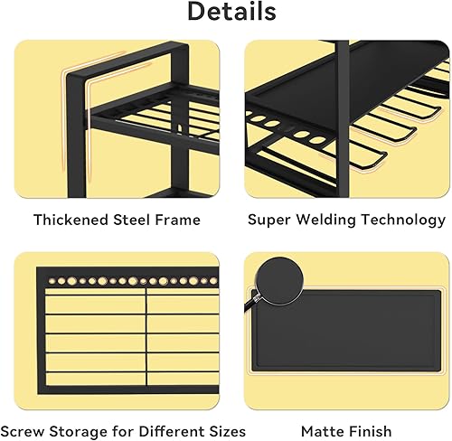 Miniatura 3 de Organizador de herramientas eléctricas, 4 capas de montaje en pared, estante de almacenamiento de herramientas de garaje, 8 soportes de taladro de