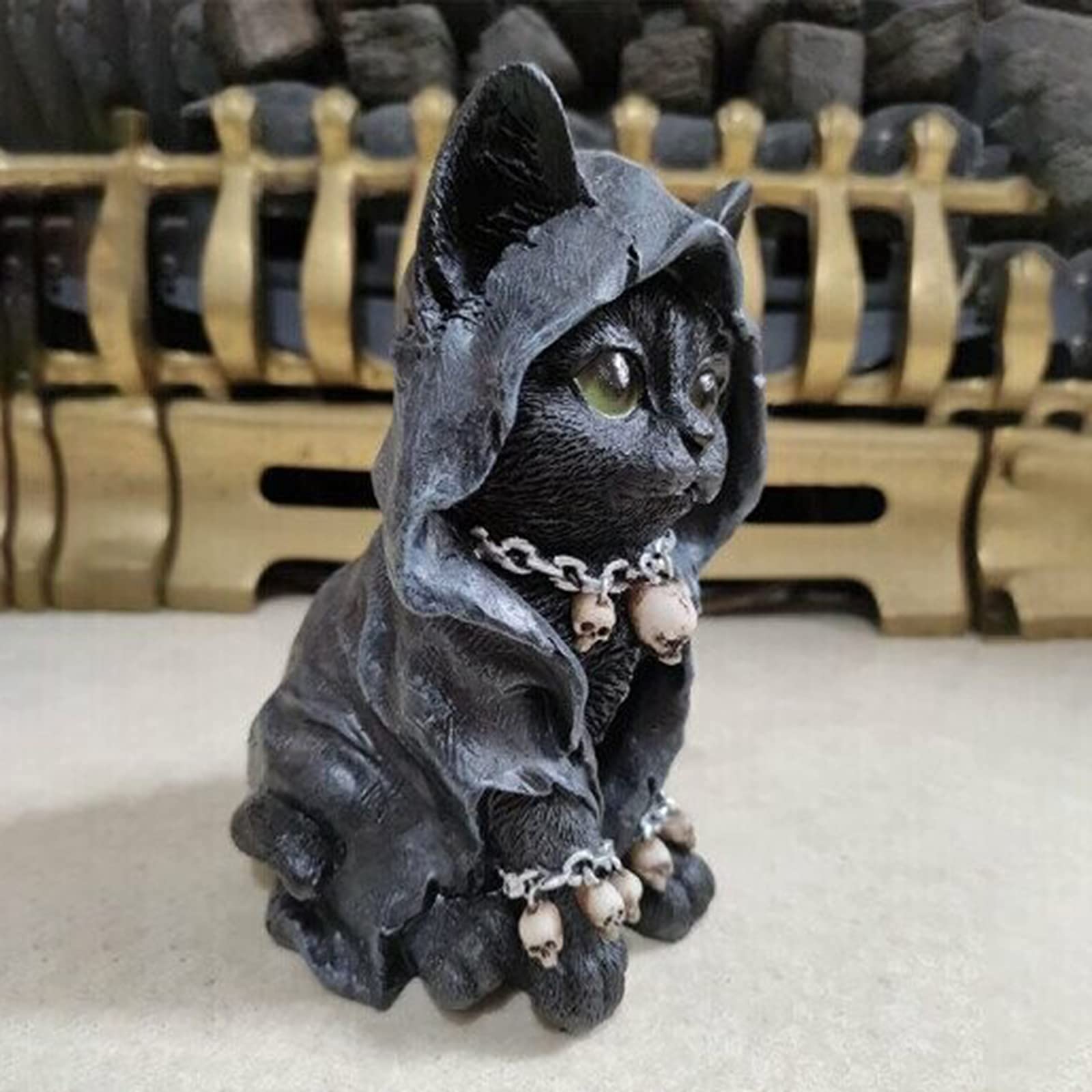 Amazon.co.jp: キャットガーデン像 置物 ネコのクローク 死神 猫
