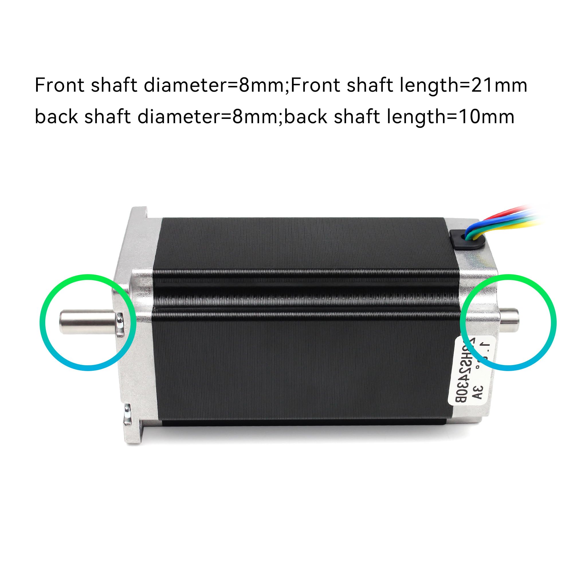 RATTMMOTOR Nema 23 motore passo-passo doppio albero 57 motore stepper 2,8 Nm (425 oz.in) 3 A 1,8 gradi 4 filo di collegamento 2 fasi, 57 x 57 x 112 mm, per robot, stampanti 3D, fresa CNC