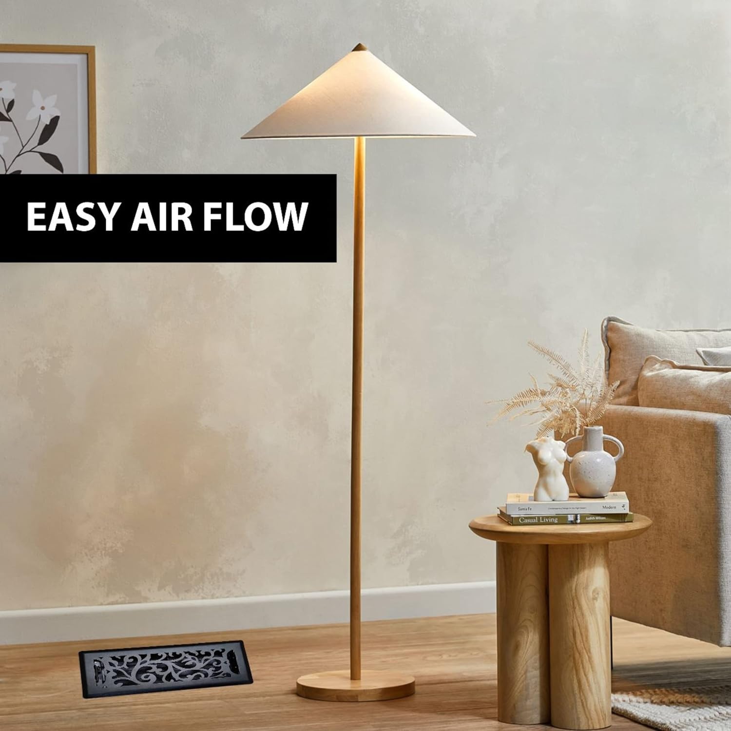 5 Pcs, Sierra Grates Precision Flow 4"x10" Steel Floor Register - Floral Design, Textured Black Finish - Premium Home Vent Covers, Durable & Decorative - Fits 4"x10" Duct Openings, Easy Installation