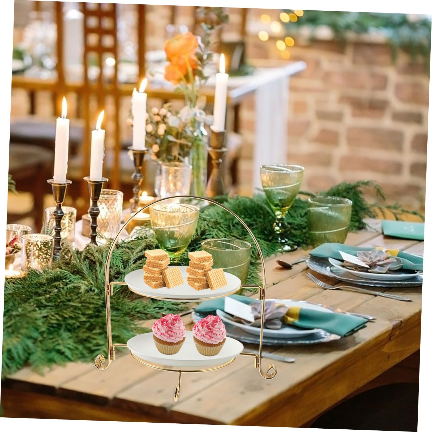 HOLIDYOYO Snack Stand DIY Cupcake Stand 2 Tier Cake Stand Pastry Serving Stand Two Tier Serving Stand Round Cake Carrier Cupcake Holder Tower Decorative Tray Show Rack Detachable Cake Stand