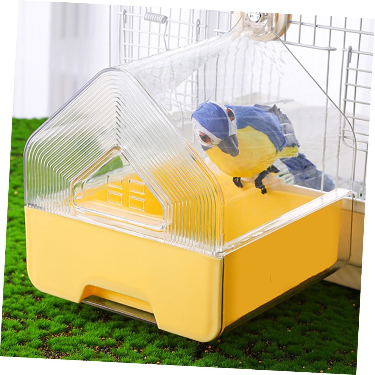 BESPORTBLE 2pcs Hanging Bird Bath for Cage with Drawer, Parakeet Shower Tub, Budgie Bathing Accessory, Suitable for Small Parrots, Cockatiels, Lovebirds, and Conures