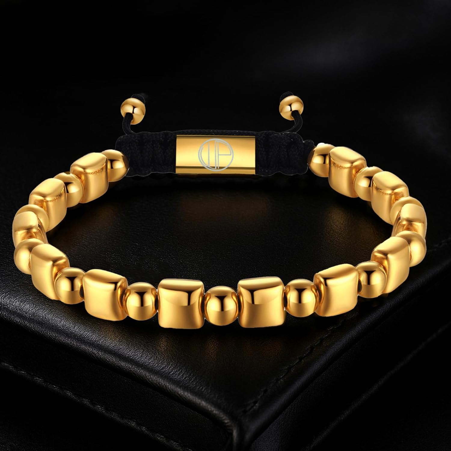 18K Gold Plated Bracelets for Men Stainless Steel Tiger Eye Silicone Beads Boho Mens Bracelet Adjustable Braided Bracelet Jewelry Gifts for Women - Image 7