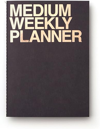 JSTORY Medium Weekly Planner Lays Flat Undated Year Round Flexible Cover One Size Black