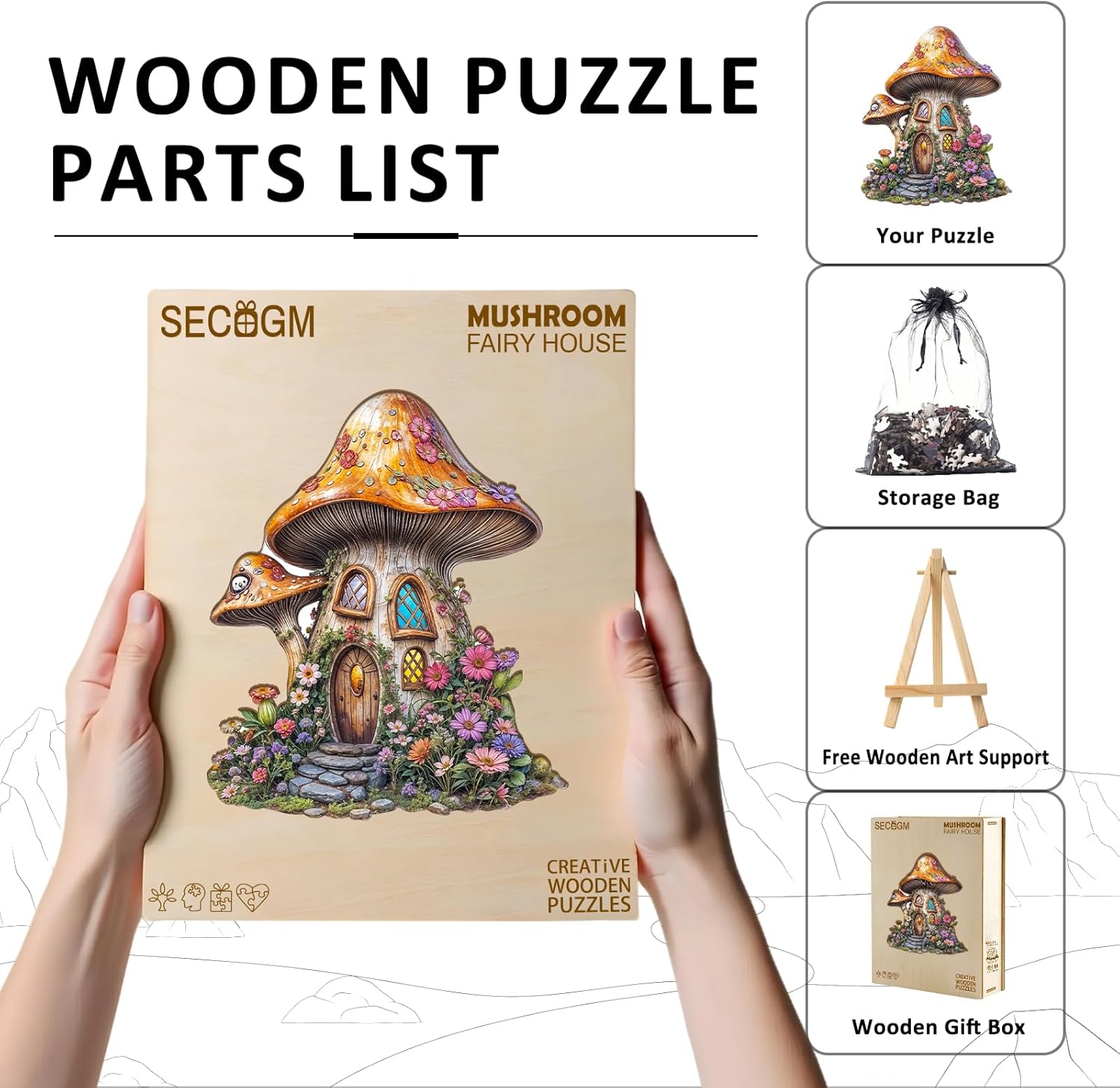 Wooden Puzzles for Adults - Mushroom House Wood Puzzles Adult - Unique Irregular Shape Wooden Jigsaw Puzzles for Adults - Birthday Gifts for Puzzle Lovers (11.4 * 11.4in - 200 Pieces)