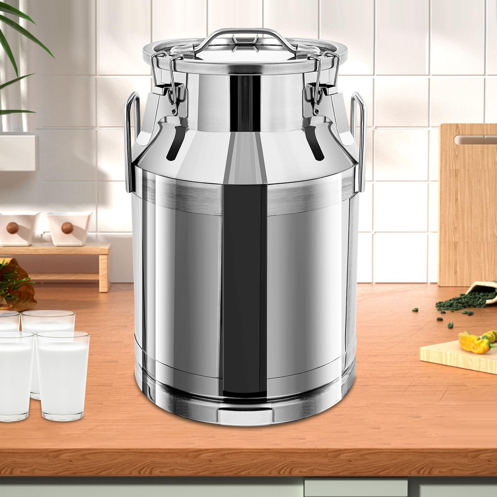AYCDL Pail Milk Can Bucket,30L/7.9 Gallon Stainless Steel Transport Bucket Tote Jug with Sealed Lid for Liquid Storage Container Easy to Open and Use