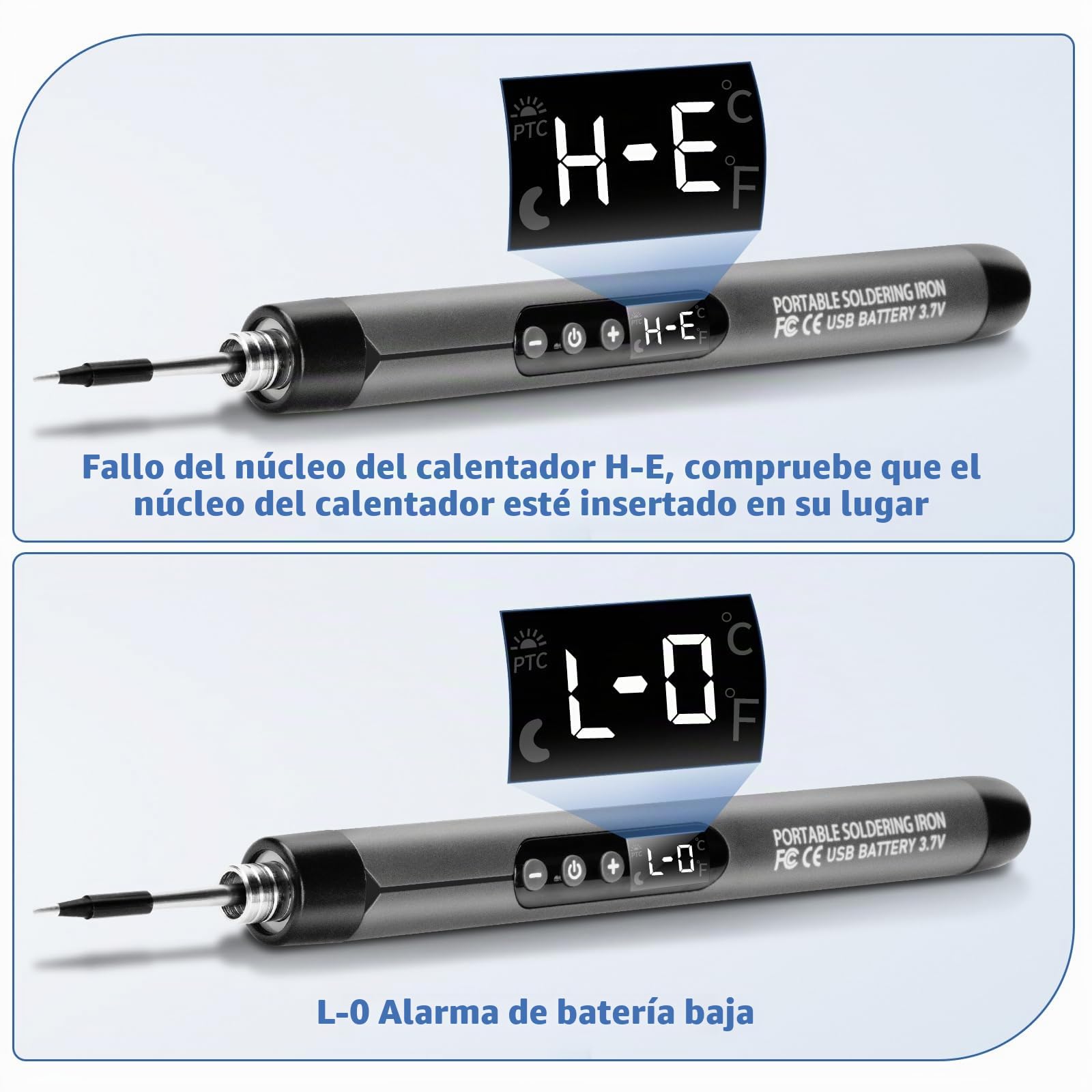 diymore Juego de soldador inalámbrico, USB, 5 velocidades, temperatura ajustable 260 ℃-420 ℃, 3 puntas de soldadura, alambre de soldadura, pasta de soldadura, batería de soldador para reparación de