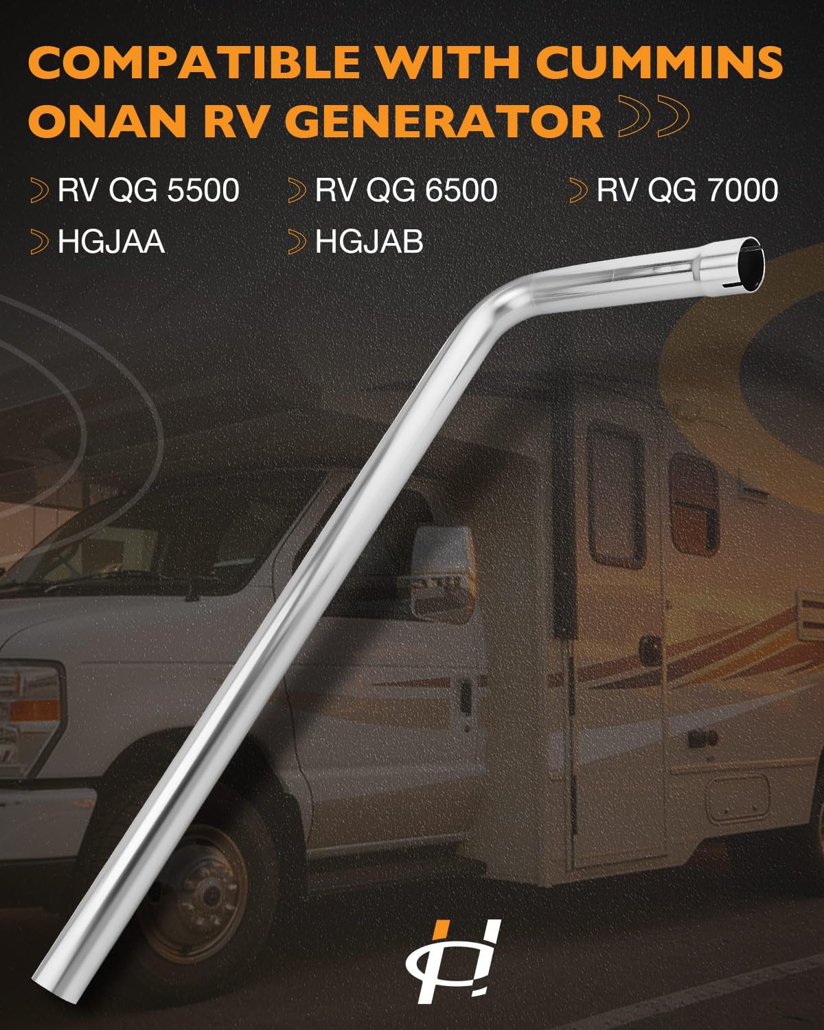 RV Tail Pipe & Generator Exhaust Kit, Compatible with Cummins Onan RV QG 5500/RV QG 7000/RV QG 6500/HGJAA/HGJAB RV Generator Models, Replaces# 155-3481-02
