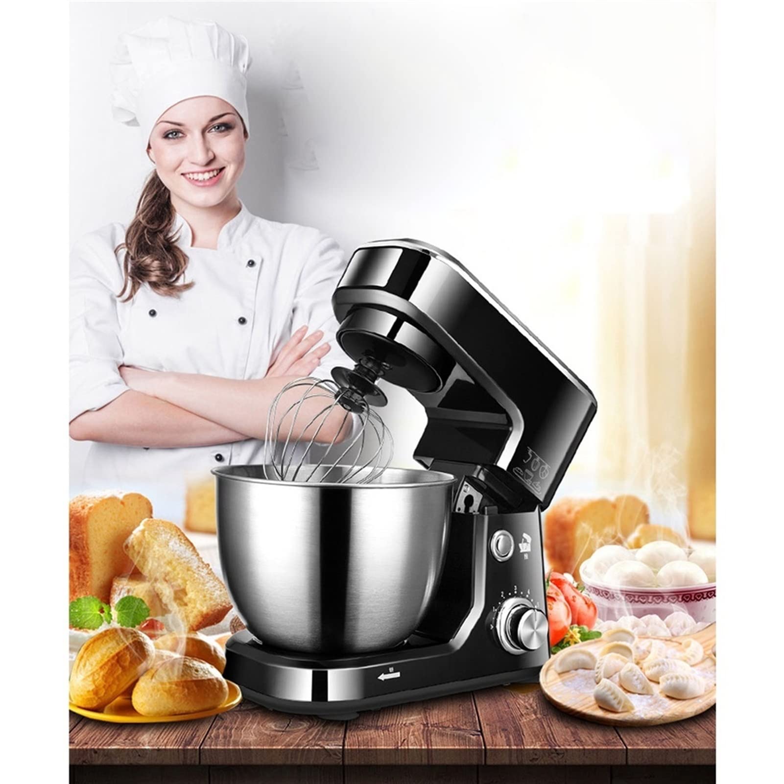 Robot kuchenny z miską do mieszania 4 litrów, elektryczny blender do ciast, gotowanie w kuchni, wybór wielu kół zębatych, 600 W