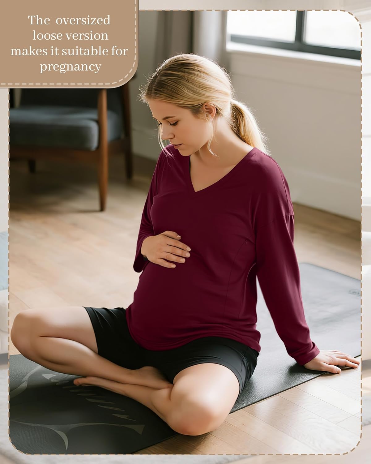 3 Pack Women's Oversize Nursing Shirts for Breastfeeding with Hidden Zippers Loose Fit Long Sleeve Maternity Tops - Image 4