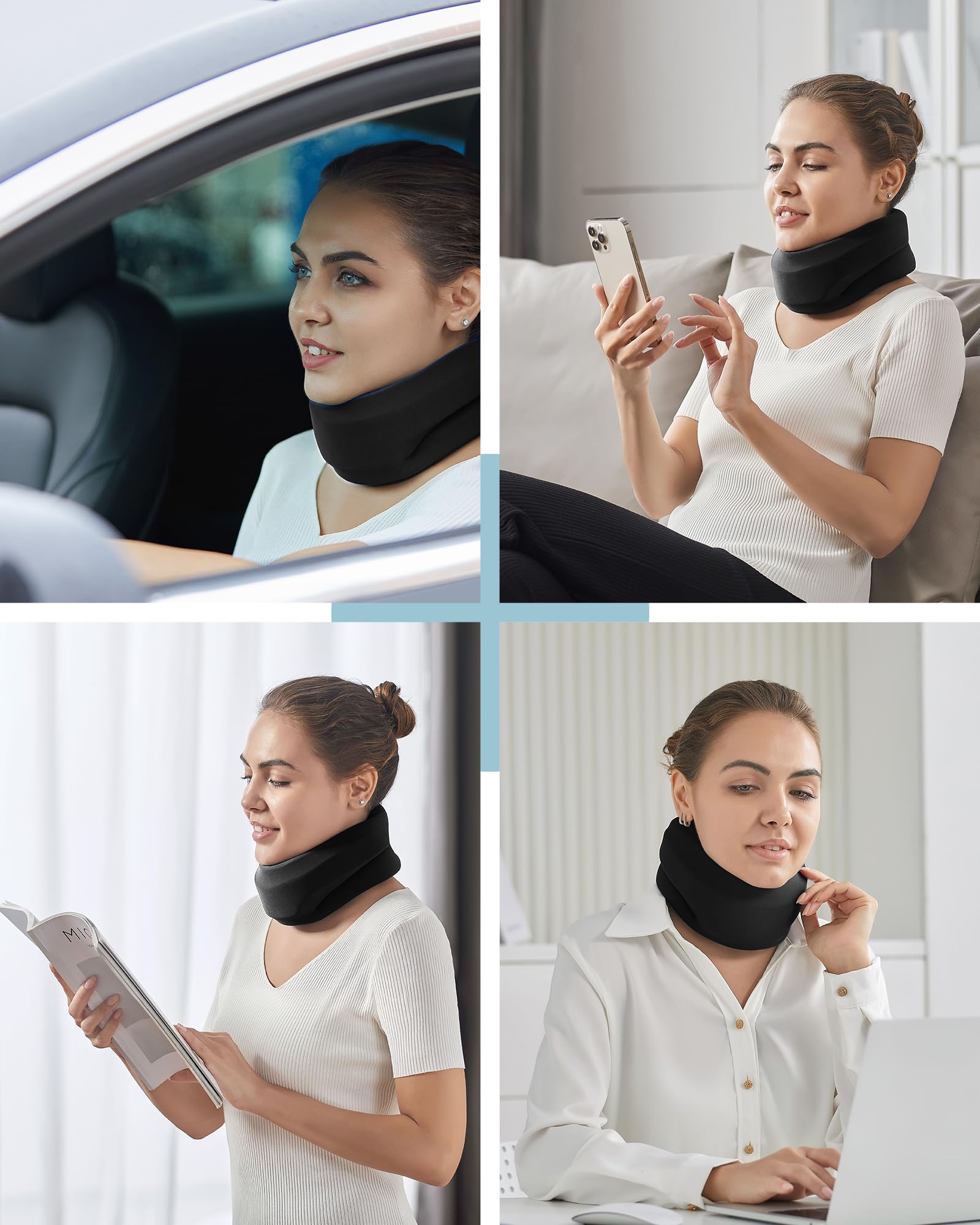 Neck Brace for Sleeping - Cervical Collar Relief Neck Pain and Neck Support Soft Foam Wraps Keep Vertebrae Stable for Relief of Cervical Spine Pressure for Women & Men Jet Black Small Size — Amazon image 8